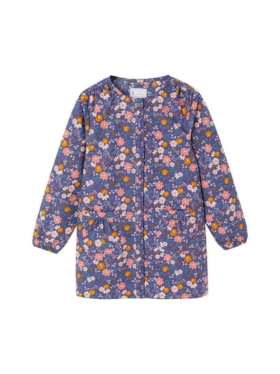 Maleforkle for jenter FLOWERS poplin bomull forfra