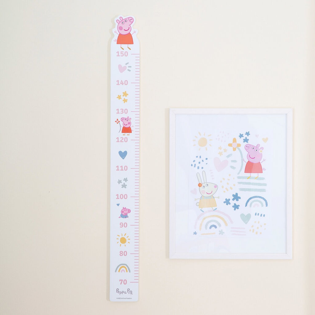 Målelekt Peppa Pig hvit til barnerommet bakside med oppheng