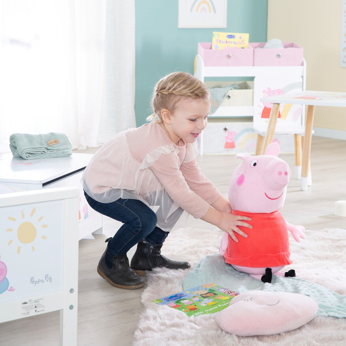 Målelekt Peppa Pig hvit til barnerommet montert på vegg