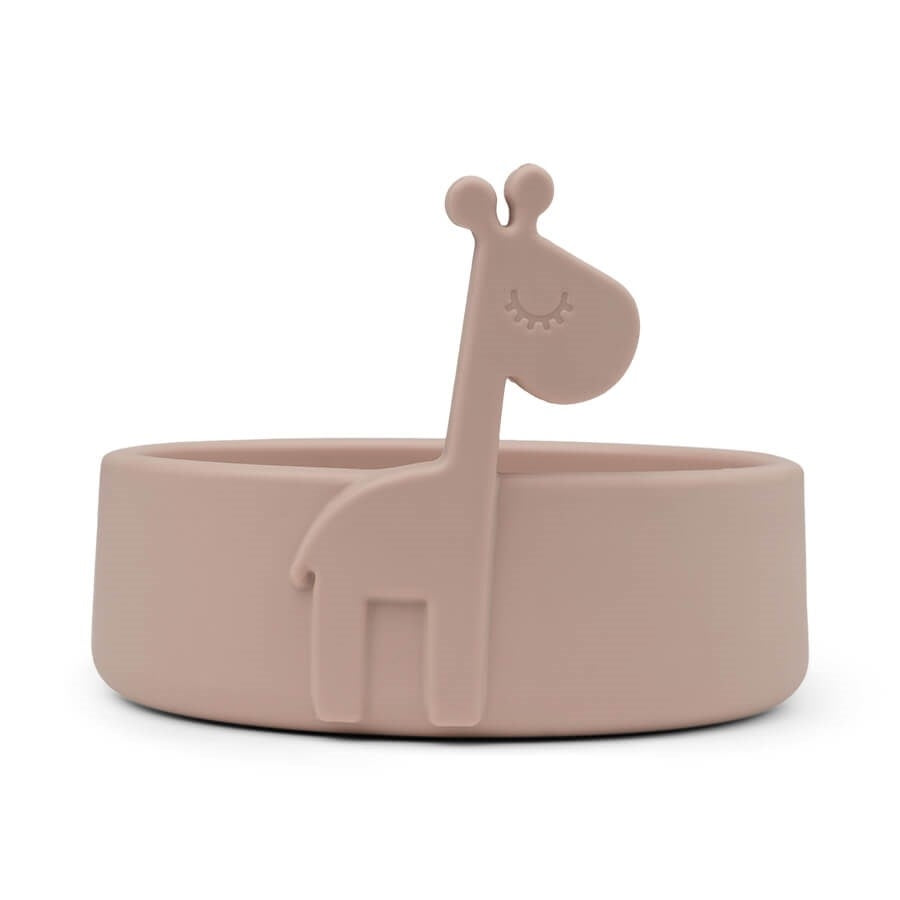 Måltidssett med smekke i silikon Peekaboo Deer Friends pudder bakside