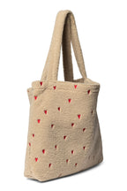 Bakside av Mammaveske Ecru Hearts teddy 58x42 cm