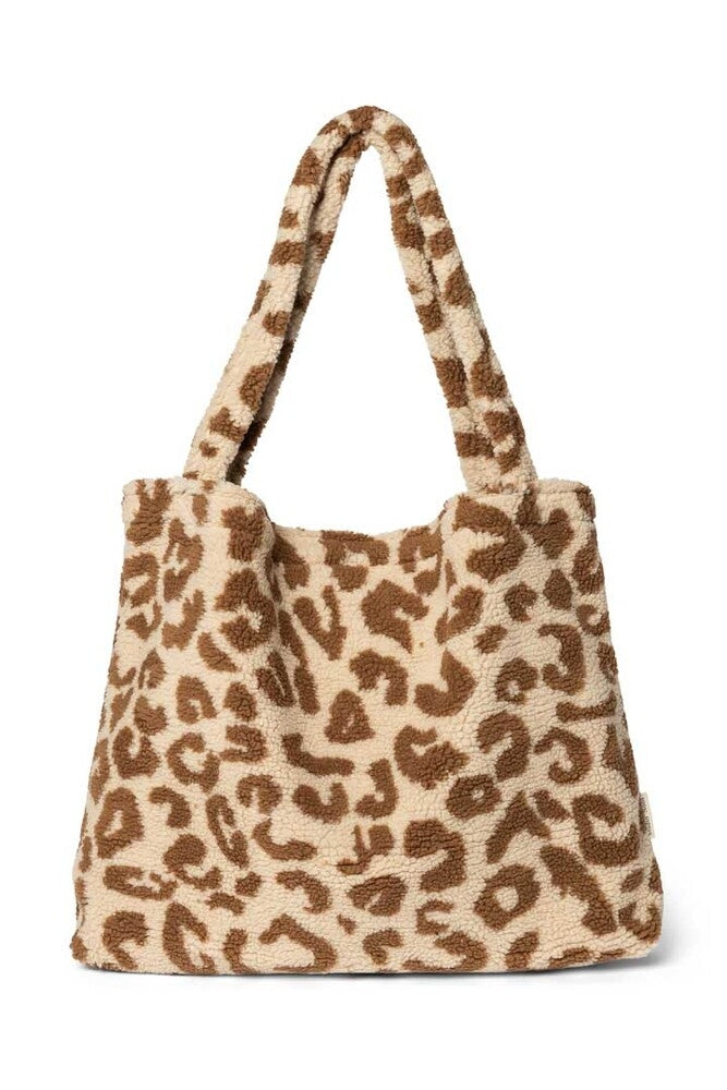 Mammaveske Leopard Ecru teddy 58x42 cm Studio Noos forfra