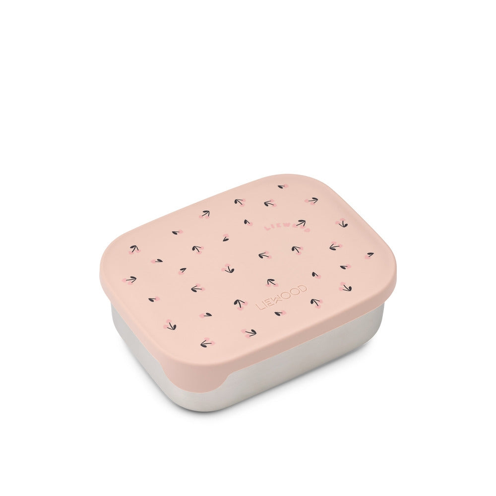 Matboks Arthur Mini i rustfritt stål med 3 rom Cherry Heart forfra