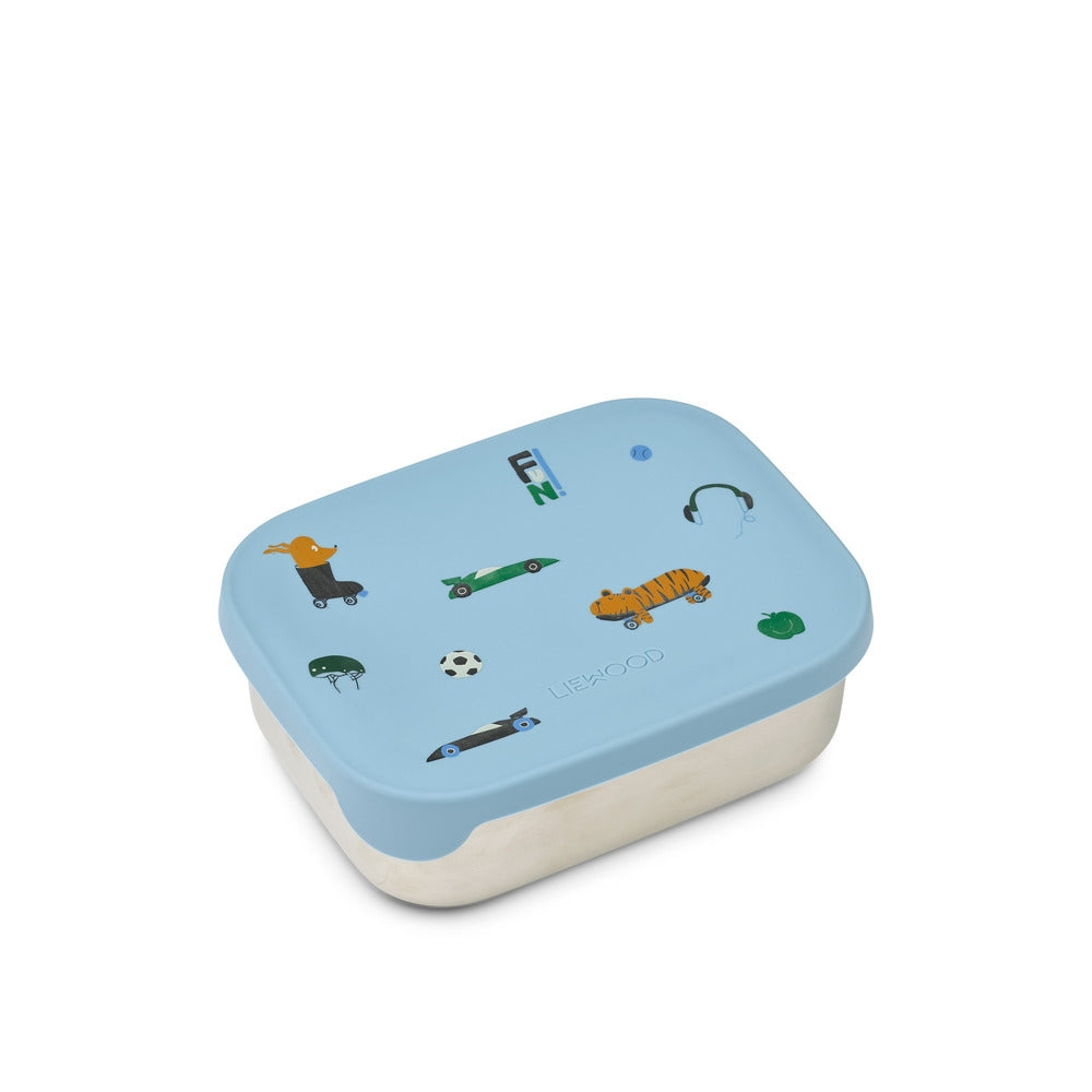 Matboks i rustfritt stål med 3 rom og silikonlokk - Liewood forfra