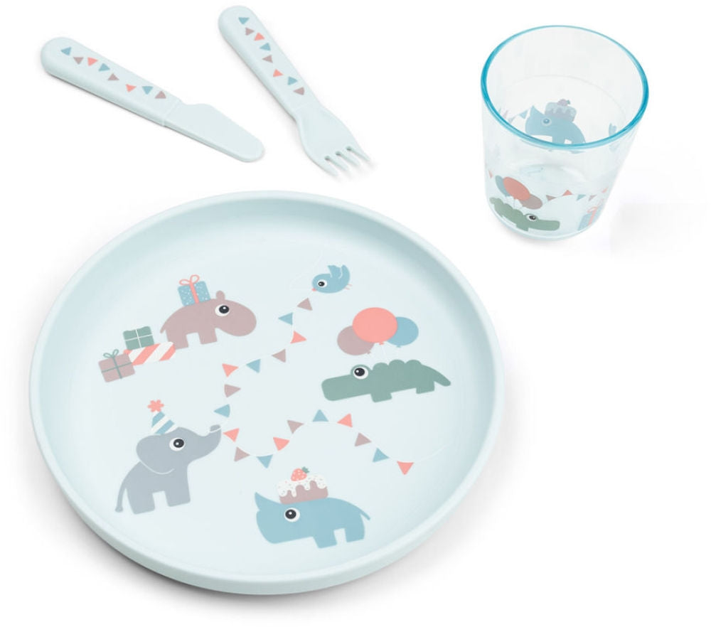 Matservise sett Foodie Celebration blue med tallerken og bestikk