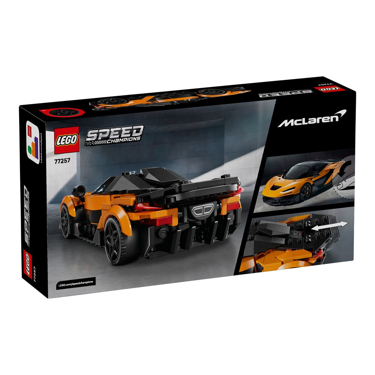Nærbilde av McLaren W1 77257 byggesett og minifigur