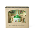 Melamin servicesett for baby med gaveeske, mint wildlife sett forfra