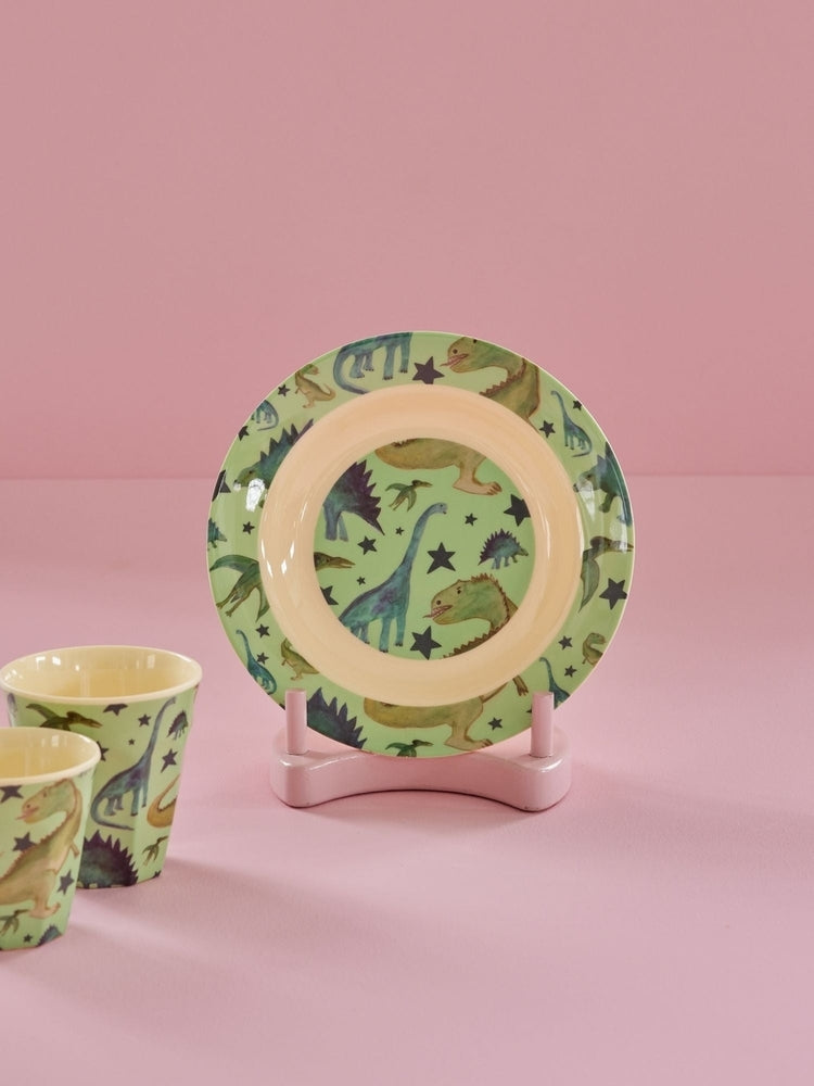 Melaminbolle for barn 250 ml med dinosaurtrykk detalj