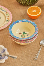 Melaminbolle vintage Nathalie Lété blå 250 ml detalj med hund og blomsterkant