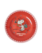 Nærbilde av Melamintallerken med Snoopy-print