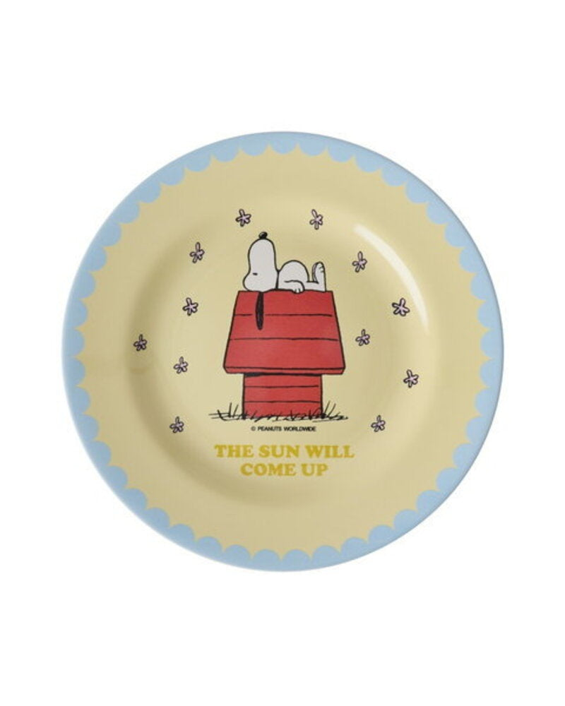 Melamintallerken med Snoopy-print kremhvit for barn