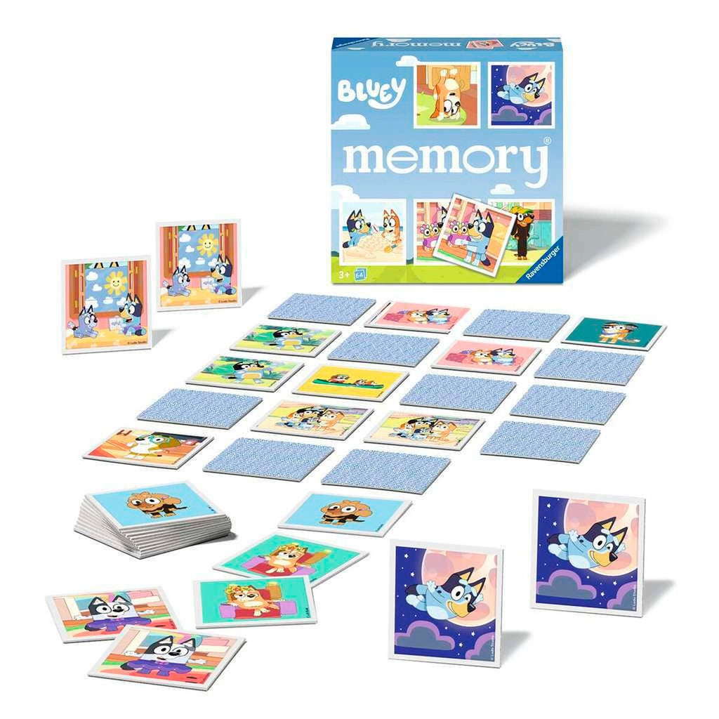 Detalj av memory® Bluey kortspill med Bluey og Bingo bilder