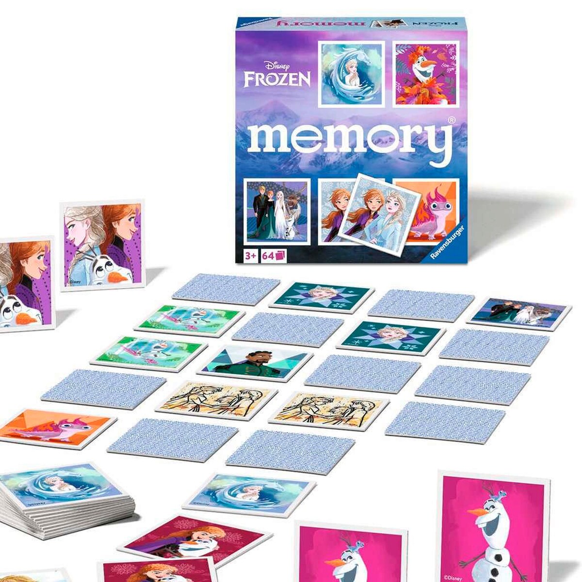 memory® Disney Frozen kortspill montert på bord med spillere