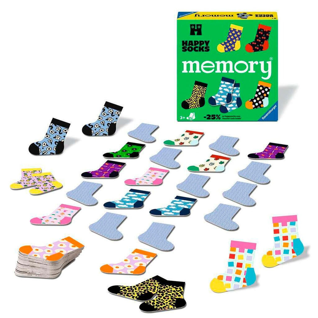 memory® Happy Socks med 32 sokkepar for 2-8 spillere bakside