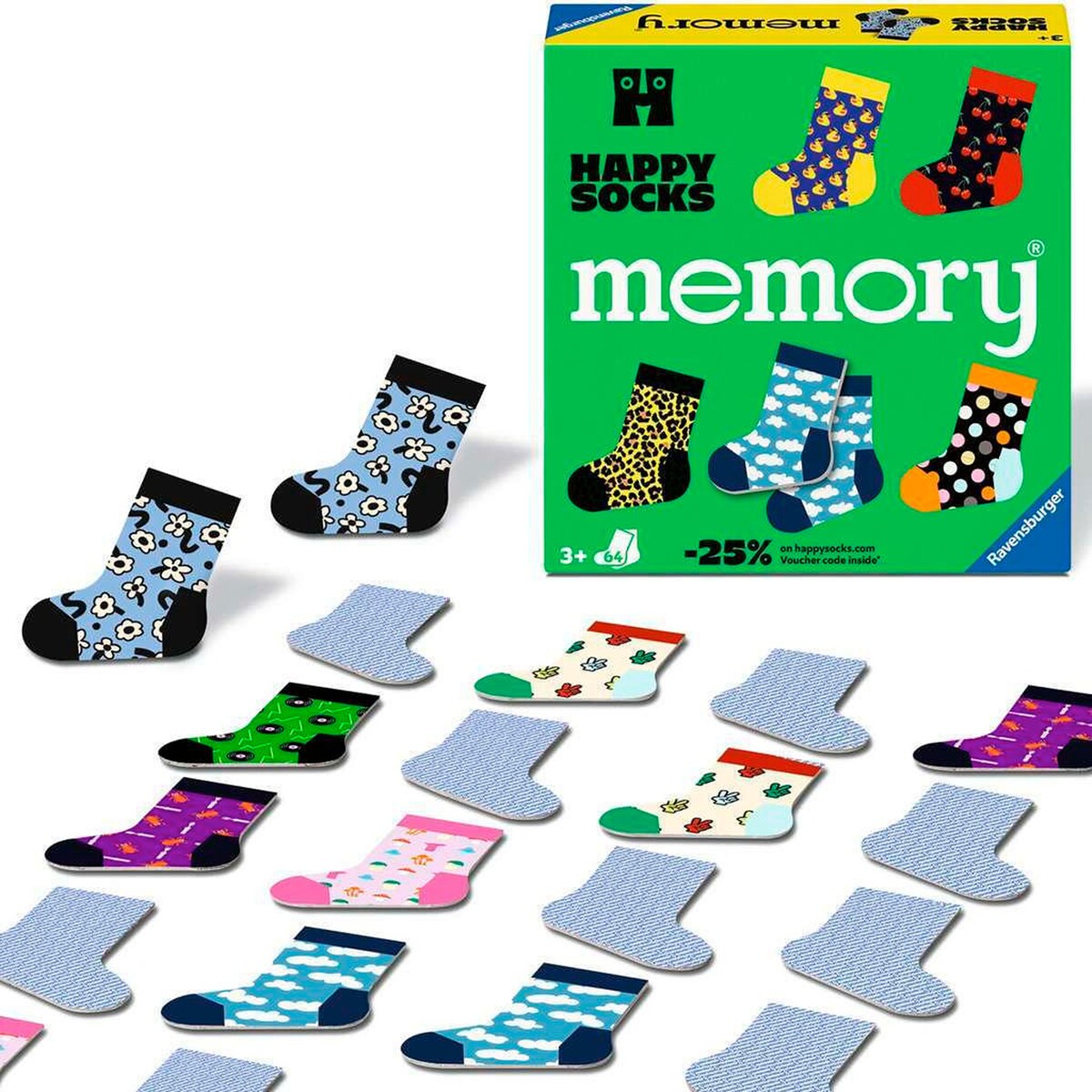 memory® Happy Socks med 32 sokkepar for 2-8 spillere detalj av kort