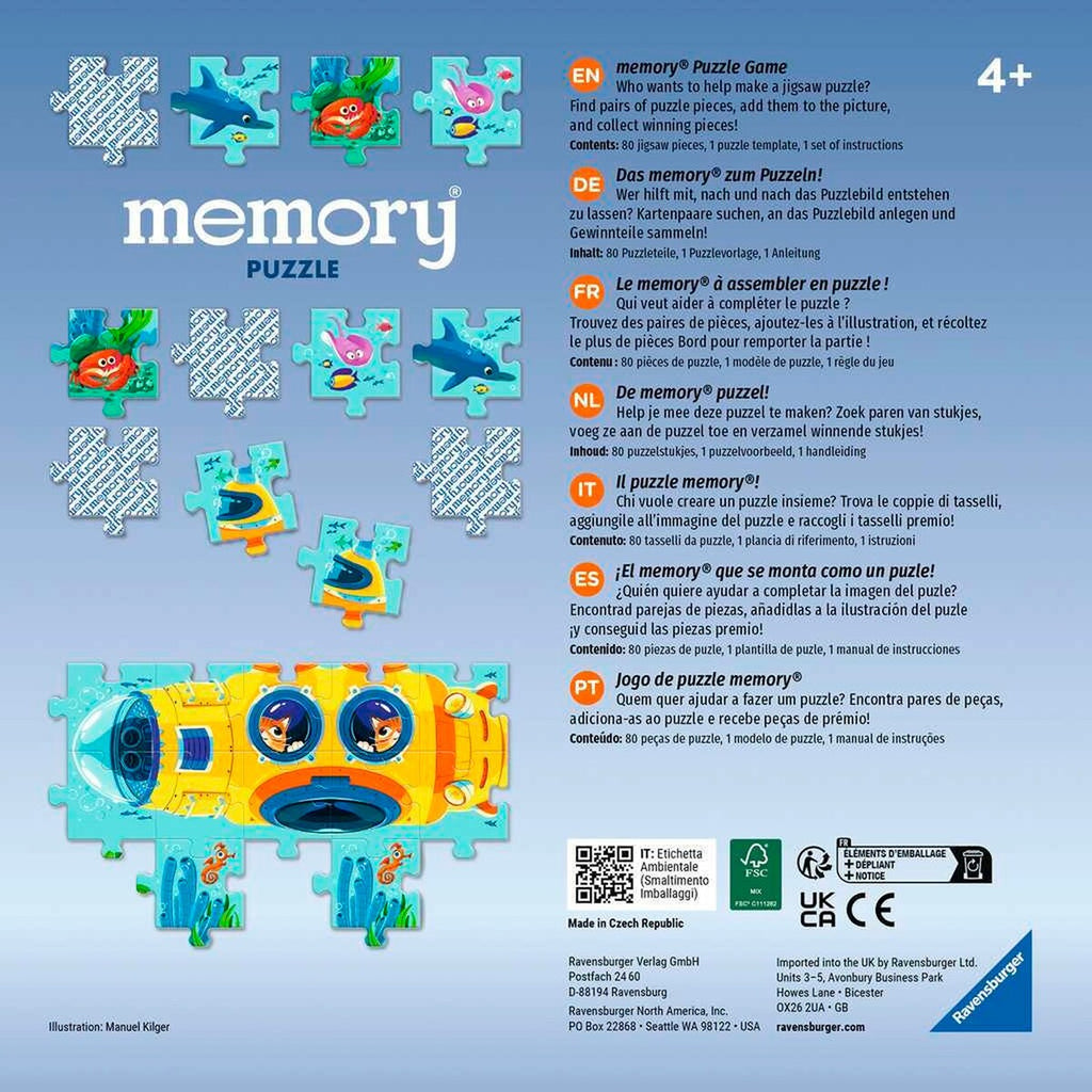 memory® puslespill undervannsverdenen bakside med puslespillbiter