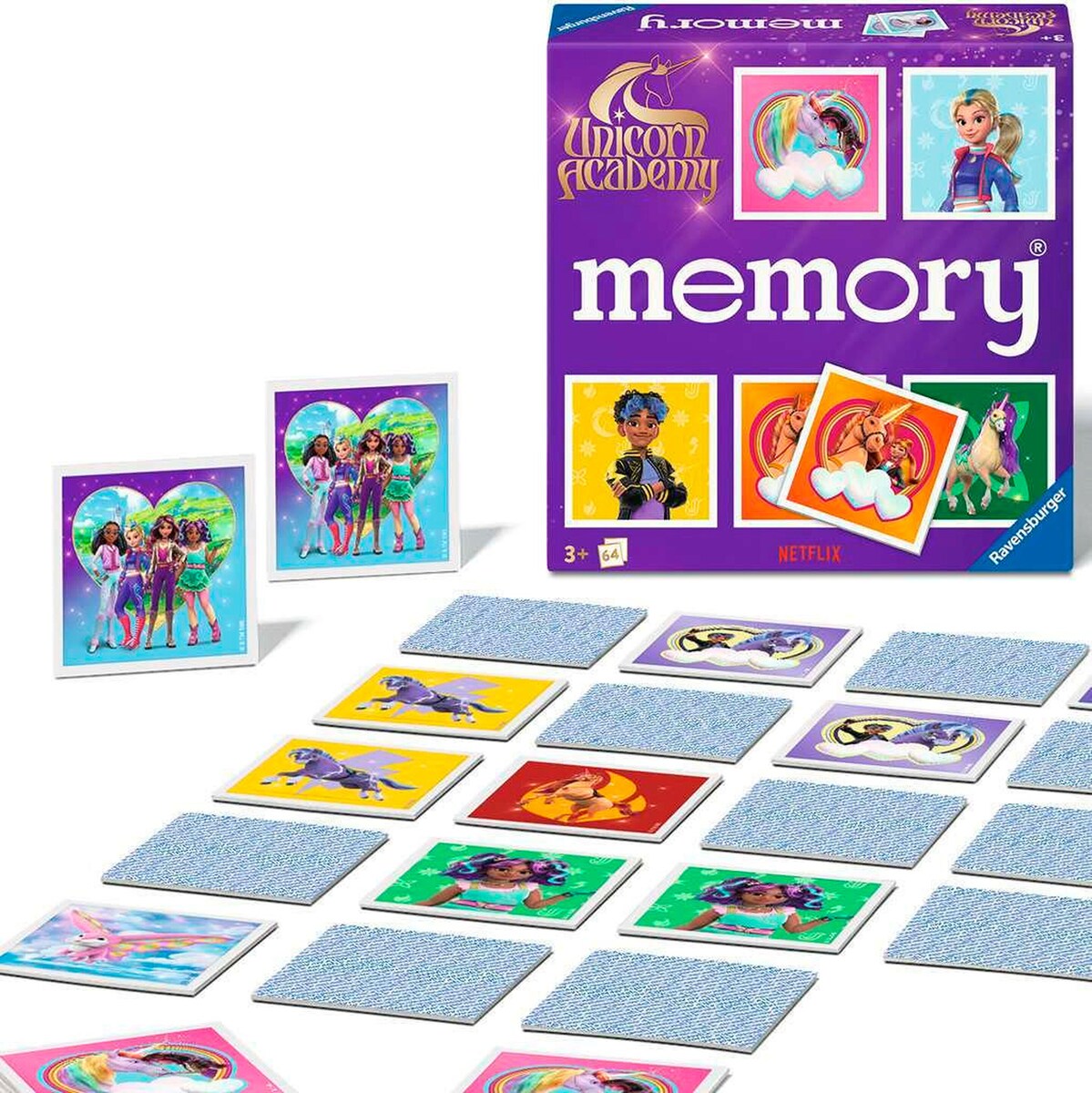 memory® Unicorn Academy minnespill montert spillbrett med kort