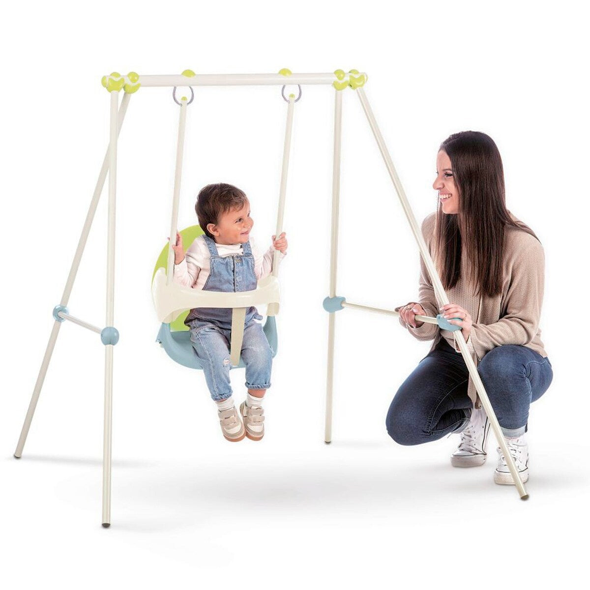 Metallhuske Baby Swing med sikkerhetsbøyle bakside