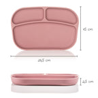 Spisetallerken i silikon 2-pack med delt rom, rosa - MiaMia