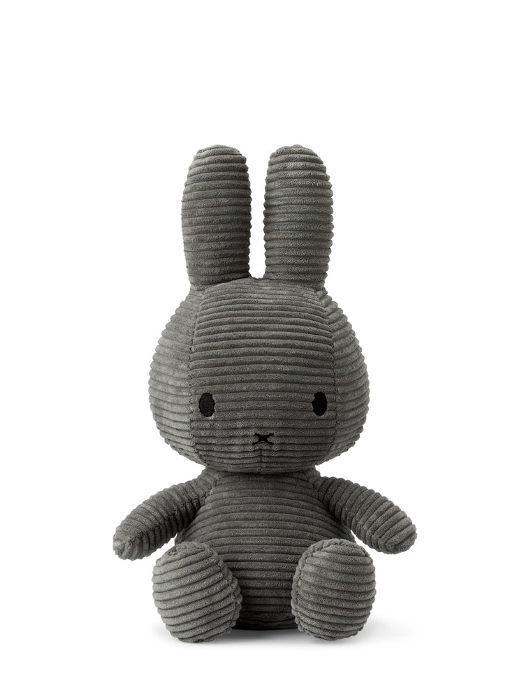 Miffy kordfløyel kanin grå 33 cm forfra