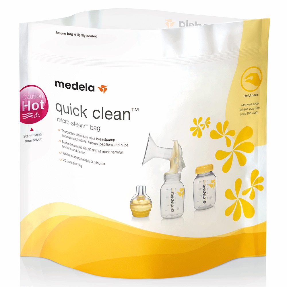Mikrobølgeposer Quick Clean 5-pk for sterilisering - Medela forfra