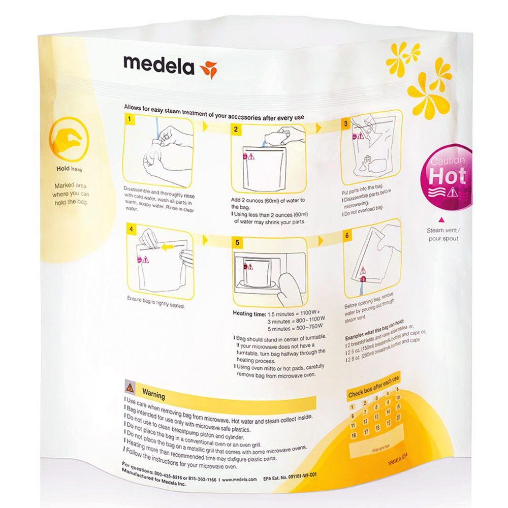 Detalj av Mikrobølgeposer Quick Clean 5-pk for sterilisering - Medela
