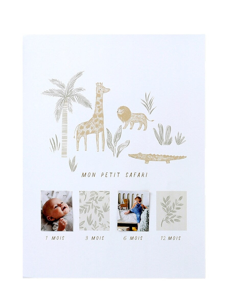 Milepælplakat for babyfoto 40 x 30 cm beige bakside