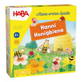 Mine første spill Hanni Honningbie brettspill forfra med trefigur og blomster