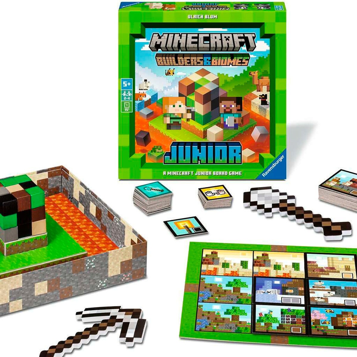 Montert Minecraft Builders & Biomes Junior brettspill med spillebrett og brikker
