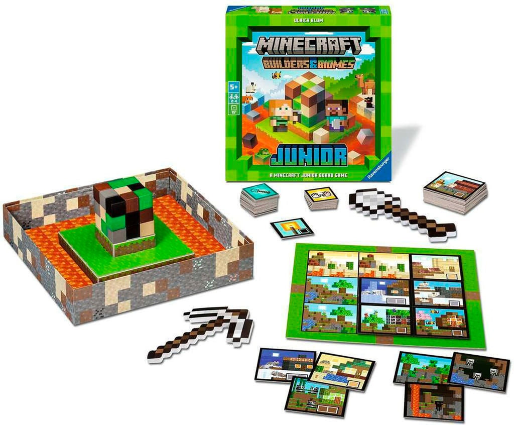 Detalj av Minecraft Builders & Biomes Junior brettspill med verktøy