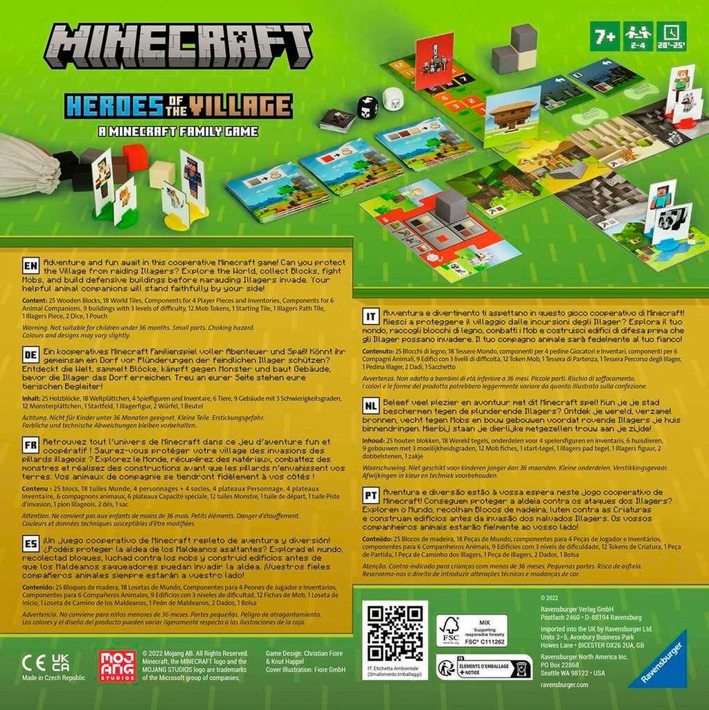 Minecraft: Heroes of the Village brettspill bakside