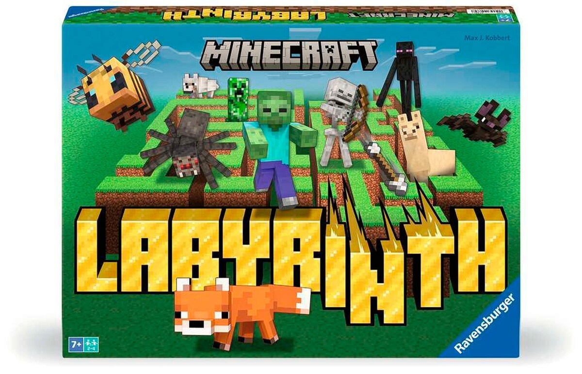 Minecraft Labyrinth brettspill forfra med spillebrikker
