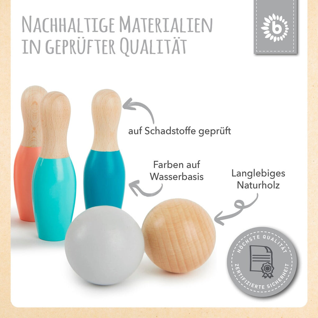 Nærbilde av Mini bowlingspill i tre 8 deler fra 3 år