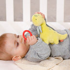 Mini spilledåse Happy Dino 16 cm cord og musselin bakside