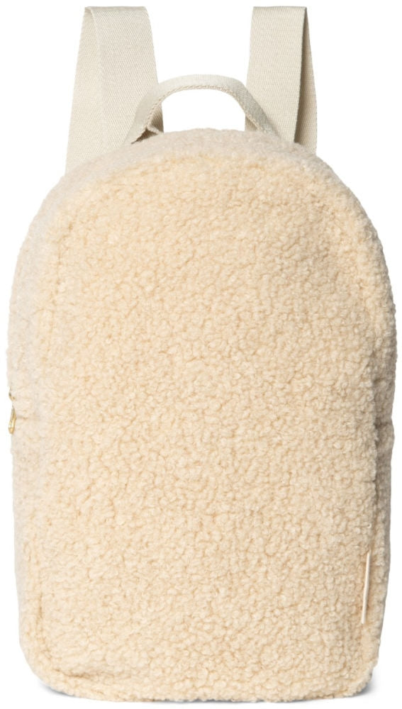 Miniryggsekk teddy ullhvit 31x21 cm 0-5 år Studio Noos front
