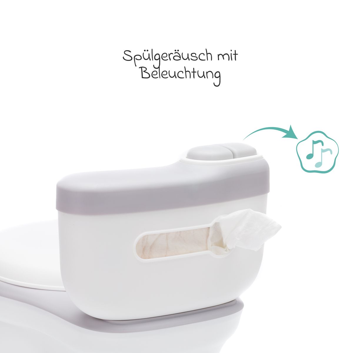 Minitoalett Marlin med skyllelyd og 6 melodier håndtering av beholder