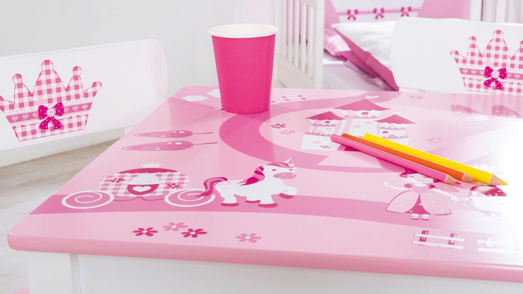 Møbelgruppe for barn Krone MDF hvit og rosa bakside
