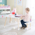 Møbelgruppe for barn Peppa Pig med 2 stoler og bord bakside