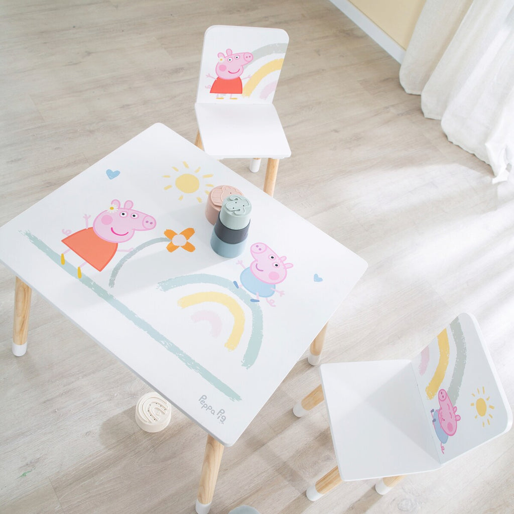 Møbelgruppe for barn Peppa Pig med 2 stoler og bord montert i barnerom
