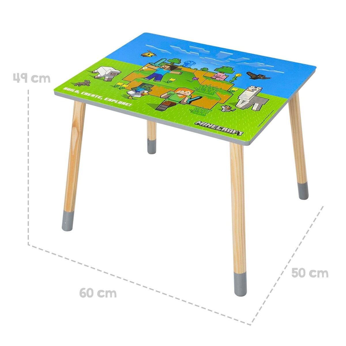 Møbelgruppe for barn MINECRAFT 1 bord med 2 stoler nærbilde