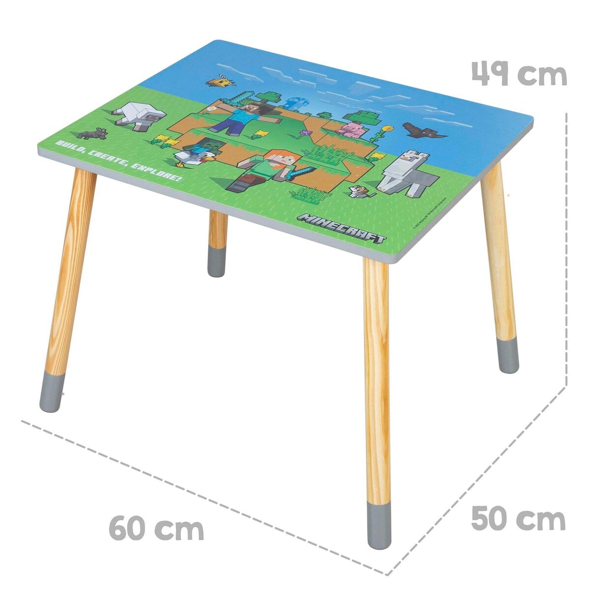 Møbelgruppe for barn MINECRAFT 1 bord med 2 stoler stol detalj