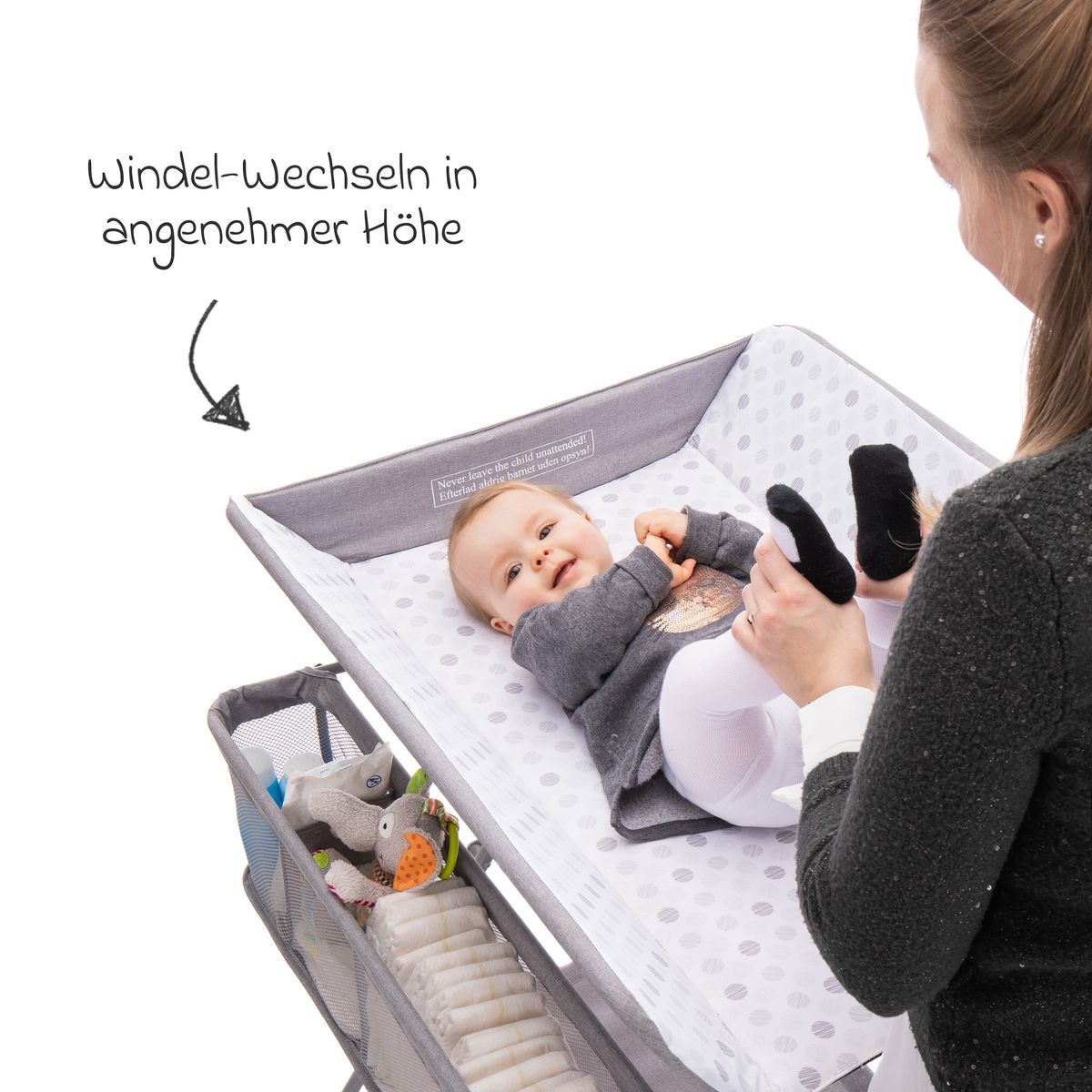 Baksiden av Mobil stellekombinasjon med sidehyller, grå - Fillikid