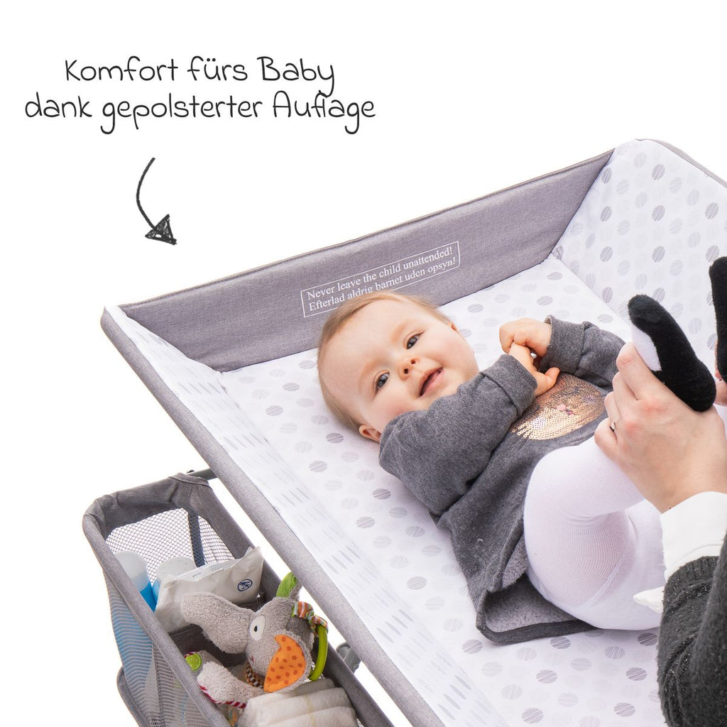 Detalj av polstret overflate på Mobil stellekombinasjon med sidehyller, grå - Fillikid