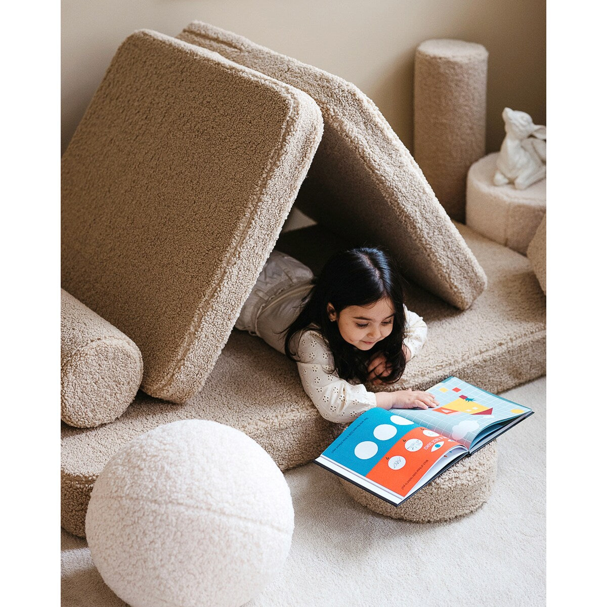 Modulær barnesofa Teddy 9 deler 132x78x46 cm som bilform
