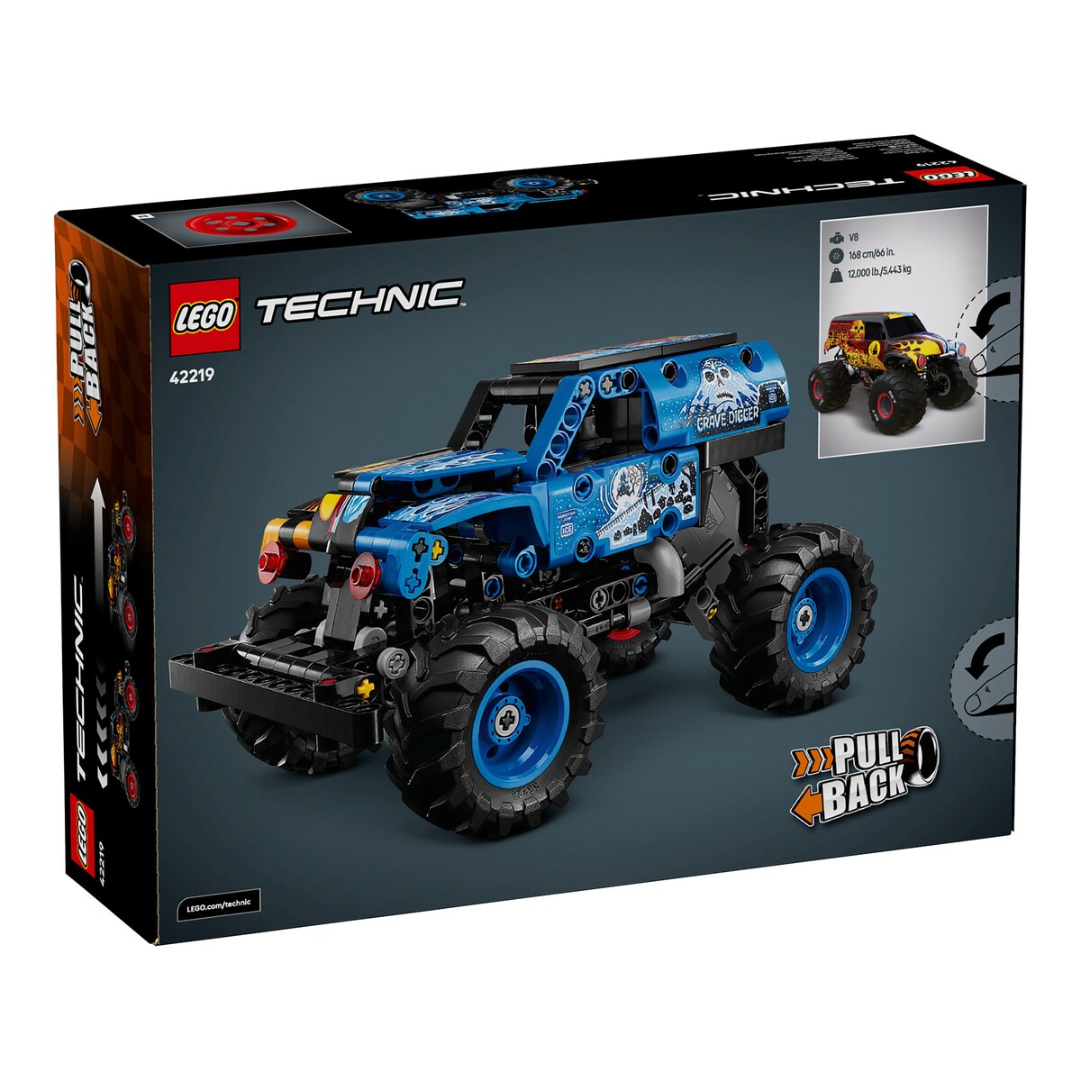 Nærbilde av design på Monster Jam™ Grave Digger™ ild og is