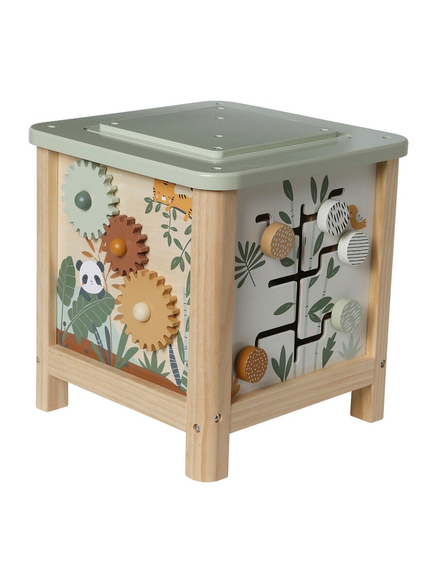 Montert Aktivitetskube i tre FSC® 30x30x40 cm med lek
