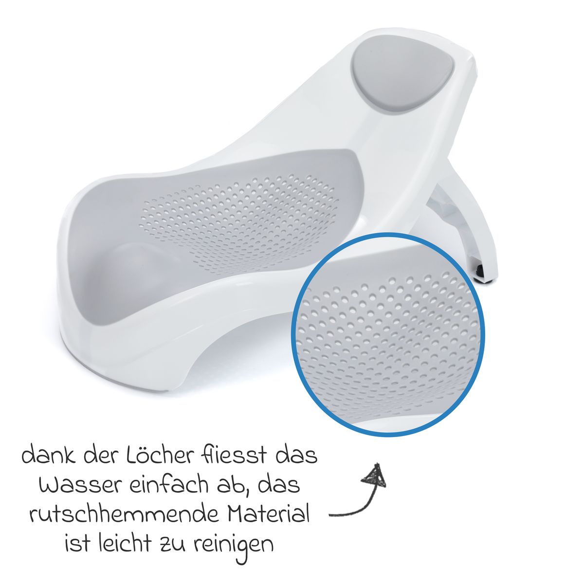 Montert Badekarsete Delfin ergonomisk form i babybadekar