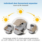 Montert solseil til barnevogn med UV-beskyttelse 50+ beige