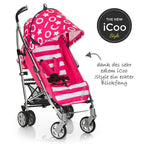 Montert Trillevogn Pluto med 5-punktsbelte Stripe Pink