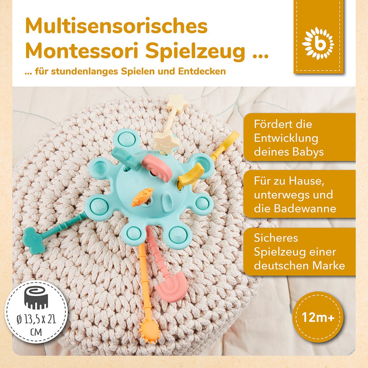 Montessori aktivitetsleke i silikon fra 6 mnd, BPA-fri rengjøring